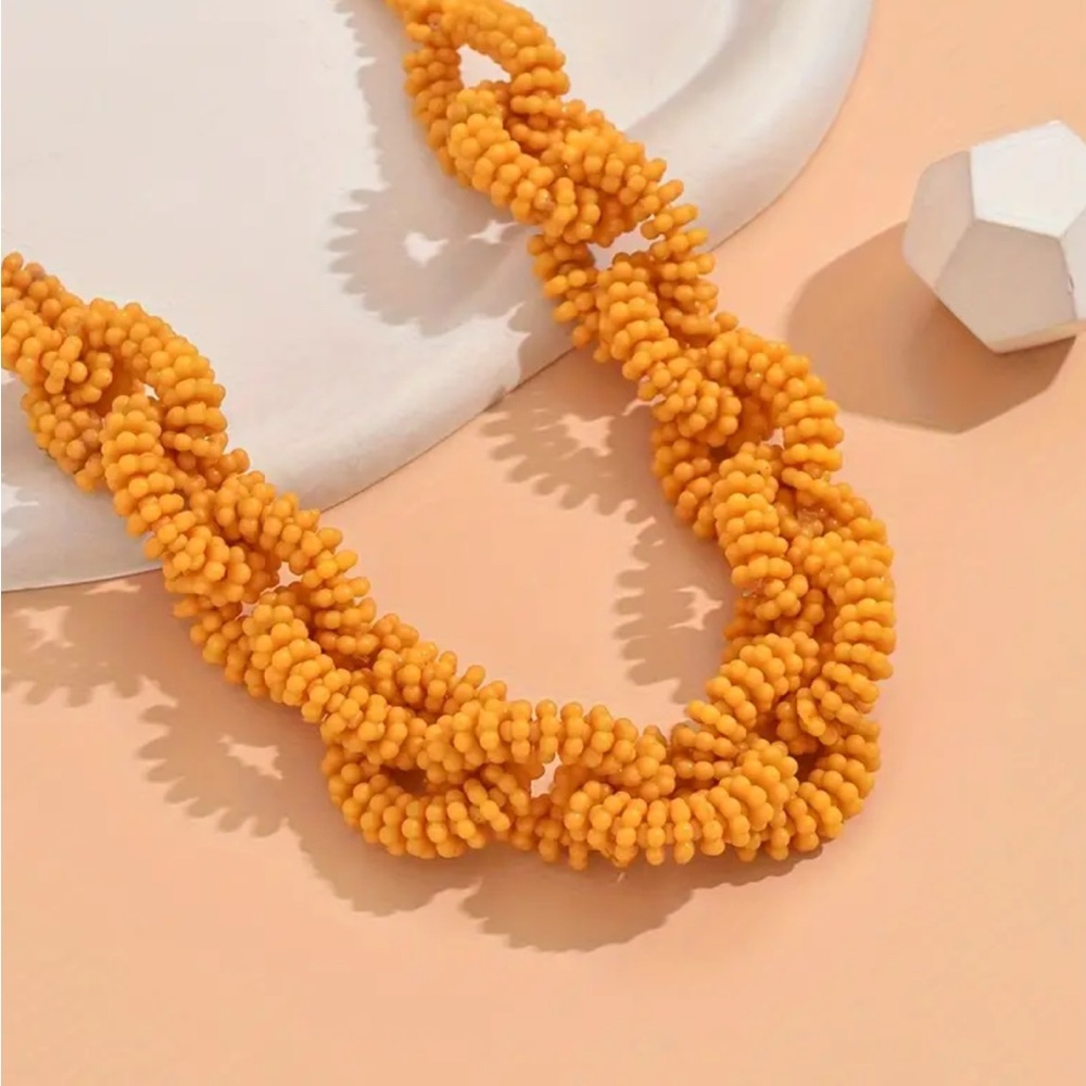 Yellow Acrylic Knotted Statement Necklace - Picture 2 of 3